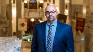 Dr. Jared Wesley, Associate Professor, Associate Chair (Graduate), in the Faculty of Arts - Political Science Department, at the Alberta legislature on March 25, 2022.