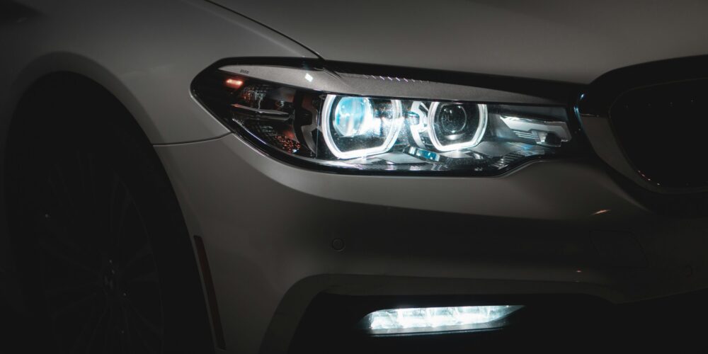 Car headlight, BMW, car